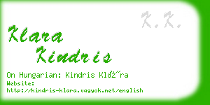 klara kindris business card